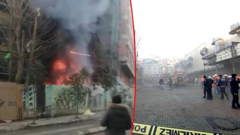 Kağıthane'de inşaat şantiyesinde yangın; alevler binanın ön cephesini sardı