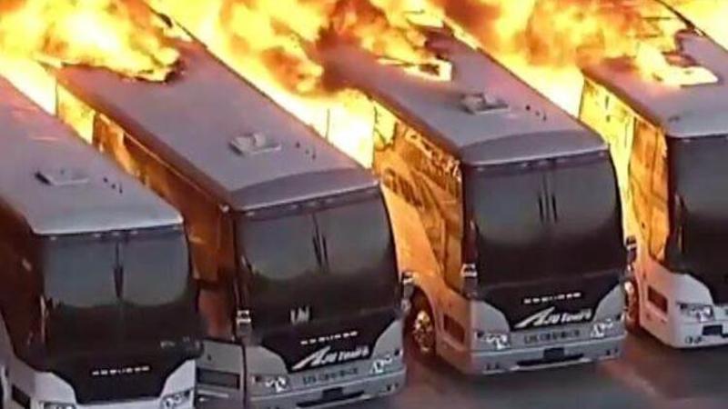 ABD'de otobüs garajında büyük yangın