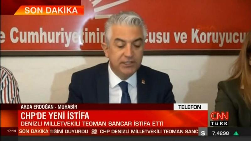CHP Denizli milletvekili Teoman Sancar partisinden istifa etti