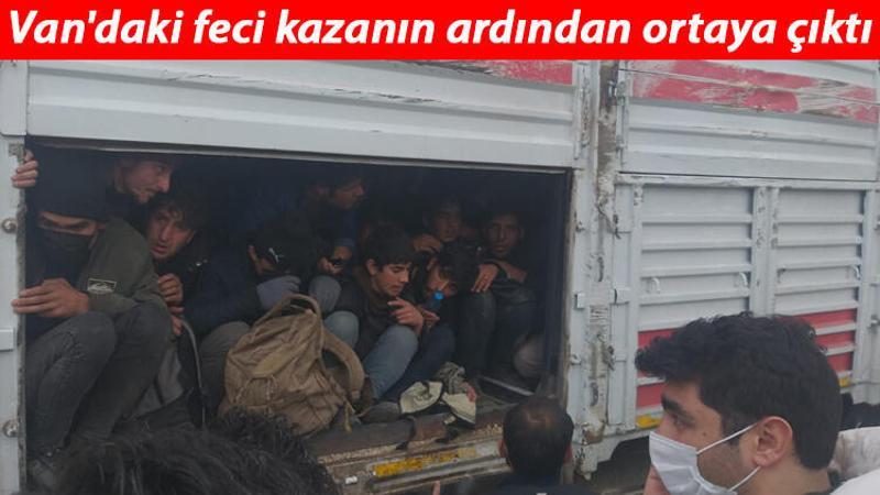 Van'da 1 kişinin öldüğü kaza sonrası TIR'dan balık istifi 114 kaçak göçmen çıktı
