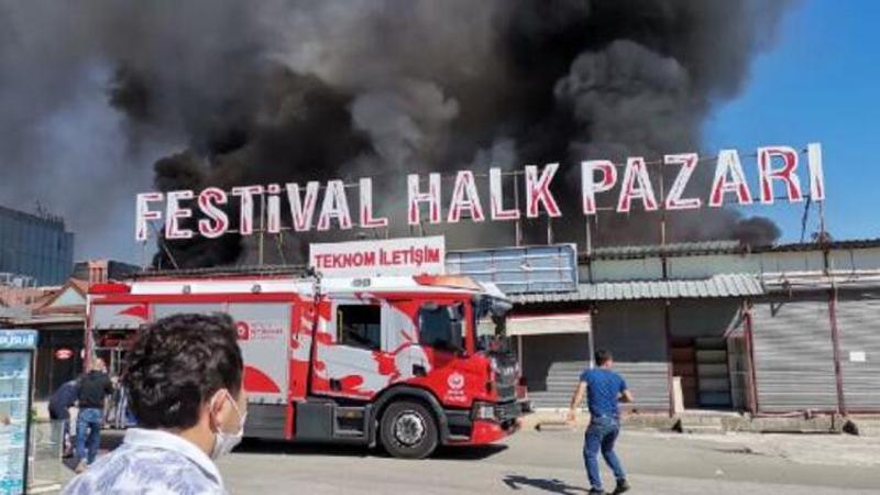 Antalya Festival Çarşısı'nda korkutan yangın