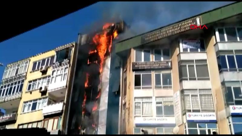 Kartal'da 6 katlı binada yangın