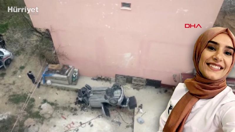 Otomobiliyle 15 metrelik istinaf duvarından uçan hemşire, yaşamını yitirdi