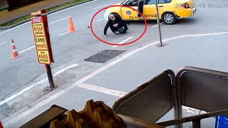 Adana’da taksicinin vurulma anı, güvenlik kamerasında