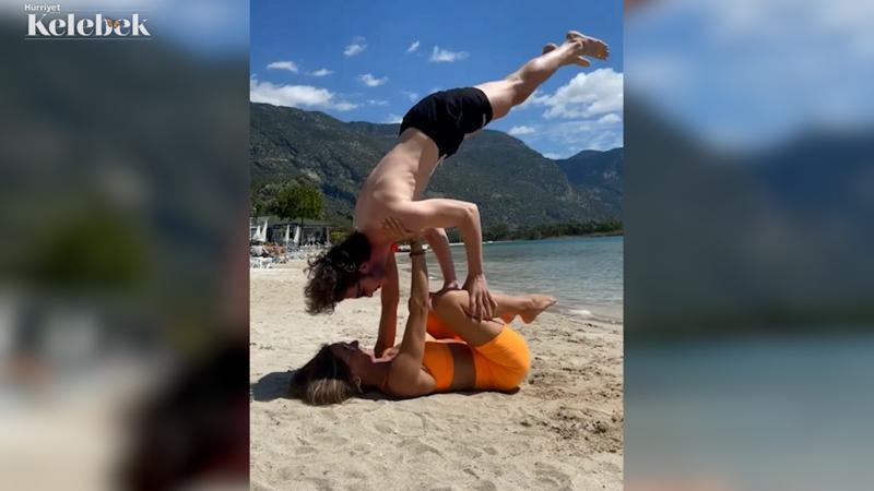 Zeynep Tokuş ile Boran Kuzum'dan 'acro yoga' denemesi