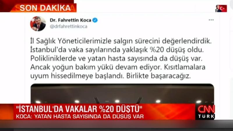 Sağlık Bakanı Fahrettin Koca, İstanbul'daki son durumu paylaştı