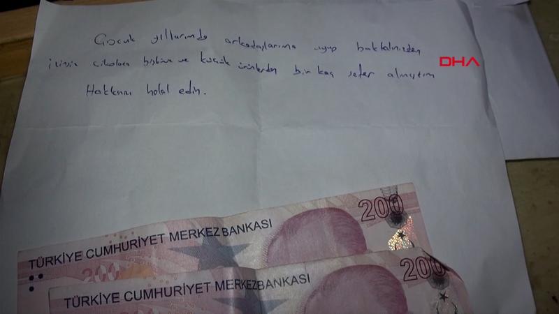 Yıllar önce izinsiz aldıklarının parasını, bakkala not bırakarak ödedi