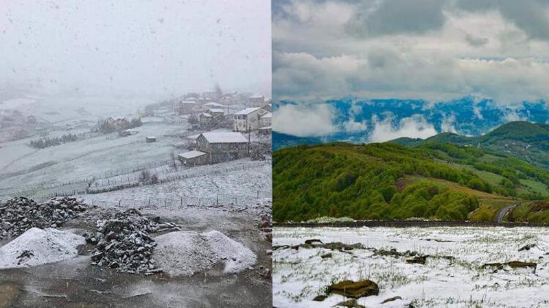 Karadeniz'de mayıs ayında kar yağdı