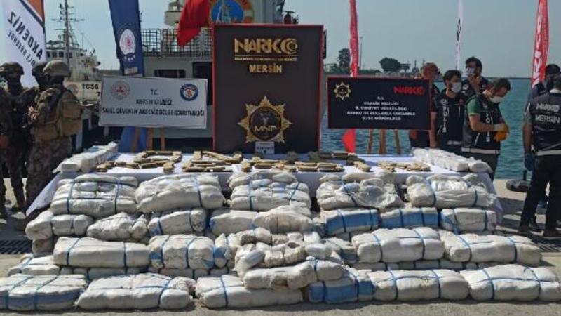 Suriye açıklarında ele geçirilen 1,5 ton uyuşturucu Mersin Limanı'nda