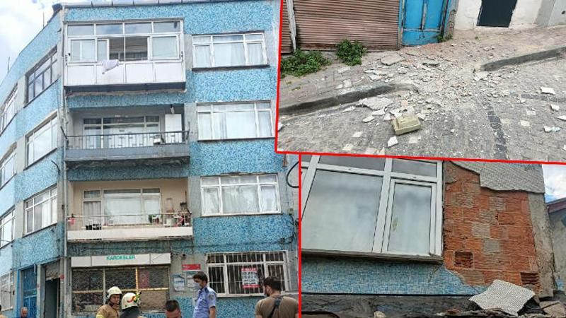 Fatih'te kolonlarında çatlaklar oluşan 4 katlı bina boşaltıldı