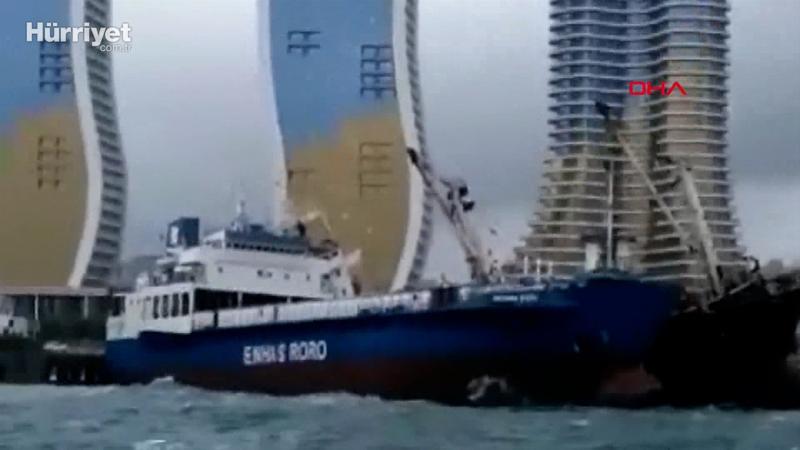 Kartal'da sürüklenen gemi kıyıdaki gemiye yaslandı