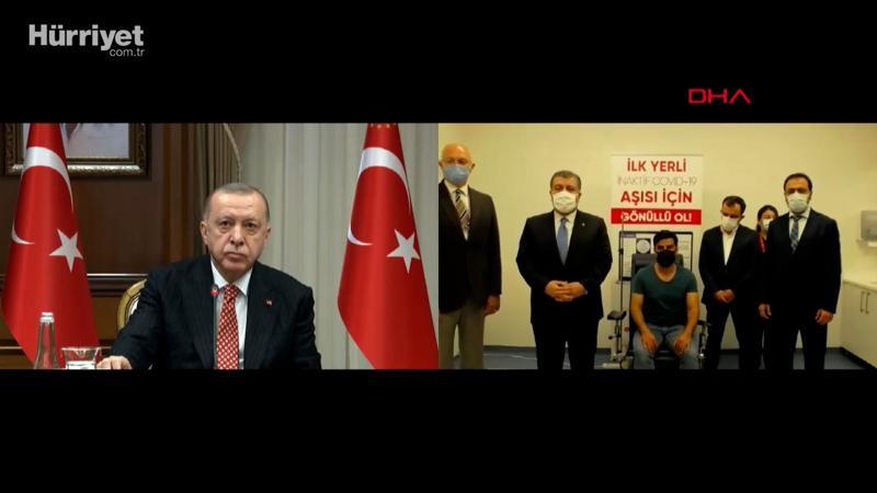 Cumhurbaşkanı Erdoğan yerli aşının 3. fazının ilk doz uygulamasına katıldı