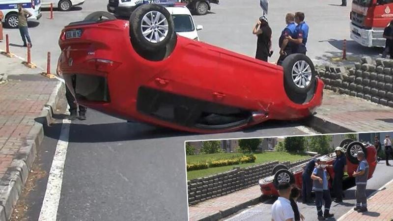 Direksiyon dersi aldığı otomobille takla attı, yaralandı