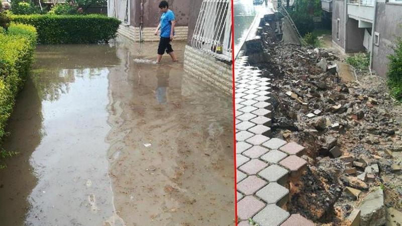 Ankara'da sağanak nedeniyle istinat duvarı çöktü, bazı evleri su bastı