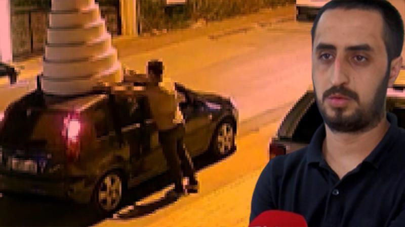 10 katlı maket düğün pastası, otomobilin tavanına konularak çalındı