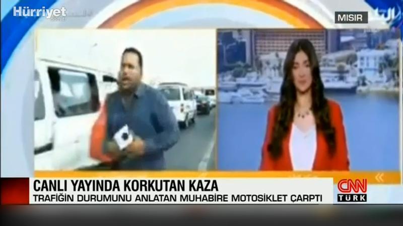 Yayın sırasında motosiklet çarptı