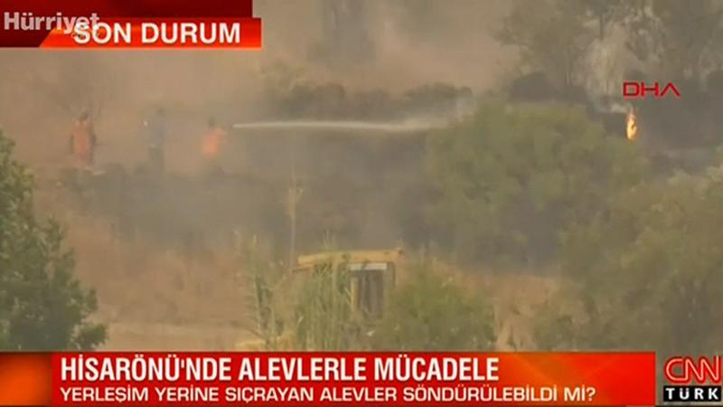 Hisarönü'nde alevlerle mücadele
