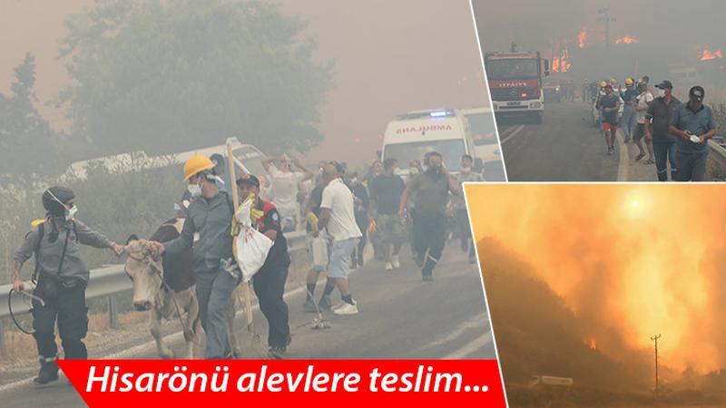 Alevlerin sardığı Hisarönü'nde vatandaşlar böyle tahliye edildi