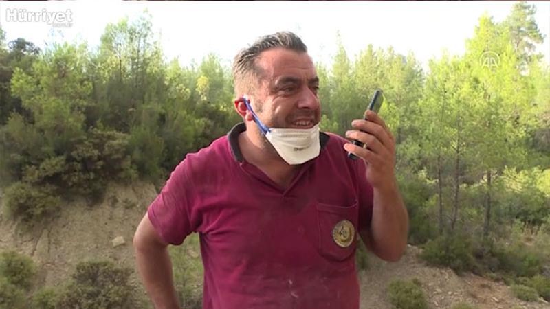 Orman işçisinin, arazözün üzerinde 9 yaşındaki oğluyla telefon konuşması duygulandırdı