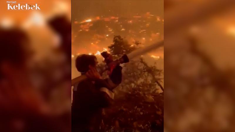 Yangınla mücadeleye oyuncu İbrahim Çelikkol da katıldı