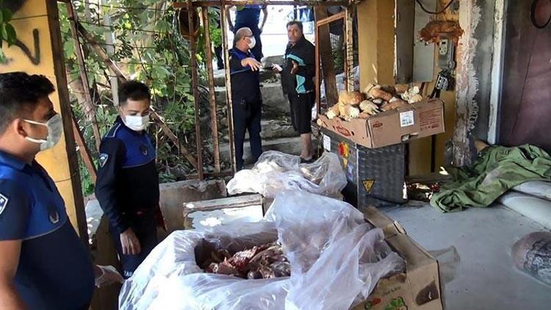 Avcılar'da halı yıkama yerinde sağlıksız koşulda bekletilen etlere el konuldu