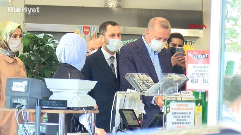 Cumhurbaşkanı Erdoğan, market alışverişi sonrası konuştu
