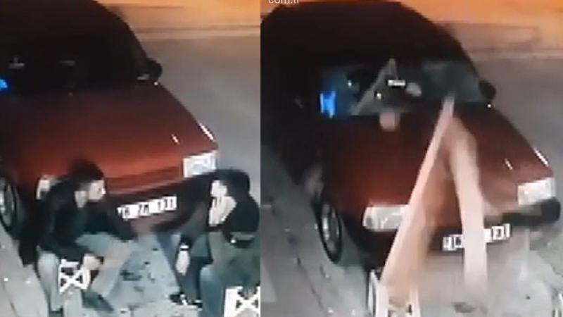 Fırtınada çatıdan düşen demirlerden saniyelerle kurtuldular