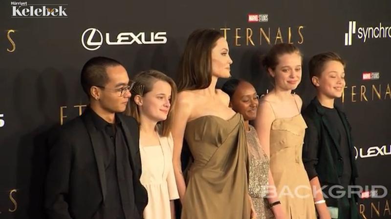 Angelina Jolie çocuklarıyla galada: İki kızı da şaşırttı