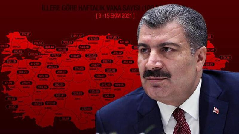 Bakan Koca illere göre haftalık vaka haritasını paylaştı