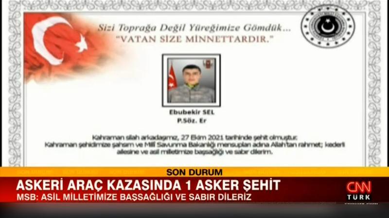 Hakkari'de askeri araç kazasında MSB acı haberi duyurdu: 1 şehit