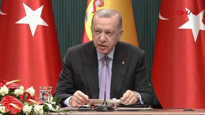 Cumhurbaşkanı Erdoğan, İspanya Hükümet Başkanı Sanchez ile basın toplantısına katıldı