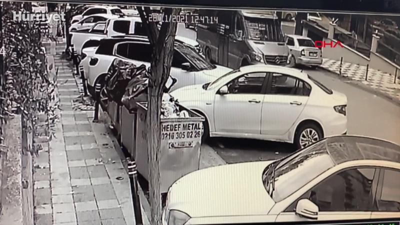 Ümraniye'de yokuş aşağı kayan minibüs ile otomobil arasında sıkışan kişi yaralandı