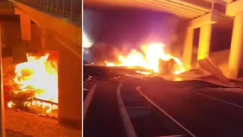 Niğde'de köprüden düşen TIR, alev alev yandı: 2 ölü, 1 yaralı
