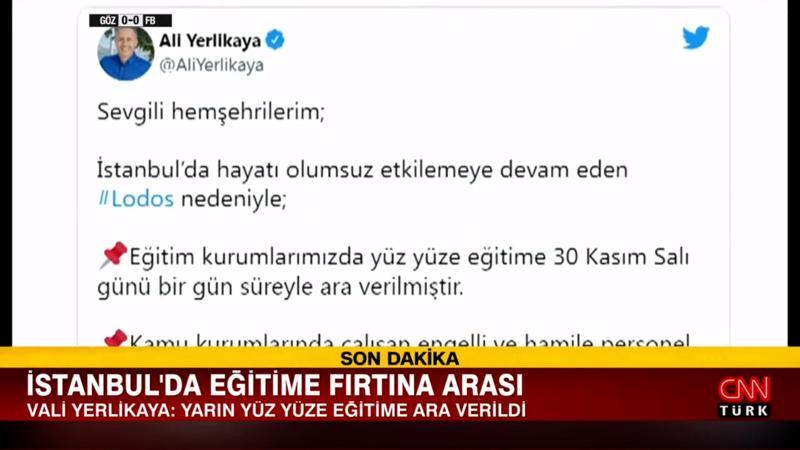 İstanbul'da yüz yüze eğitime yarın için ara verildi