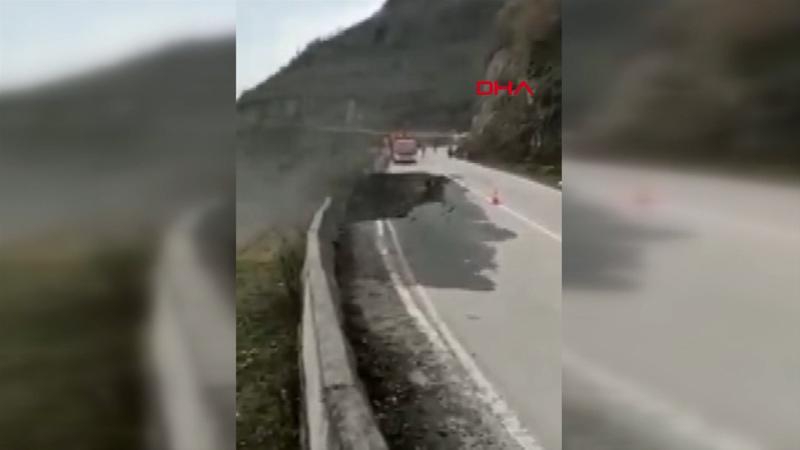 Ordu'da heyelan kamerada