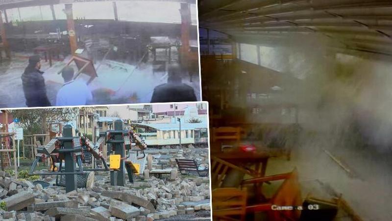 Şiddetli lodosta Büyükada'yı vuran dev dalgalar kameraya yansıdı