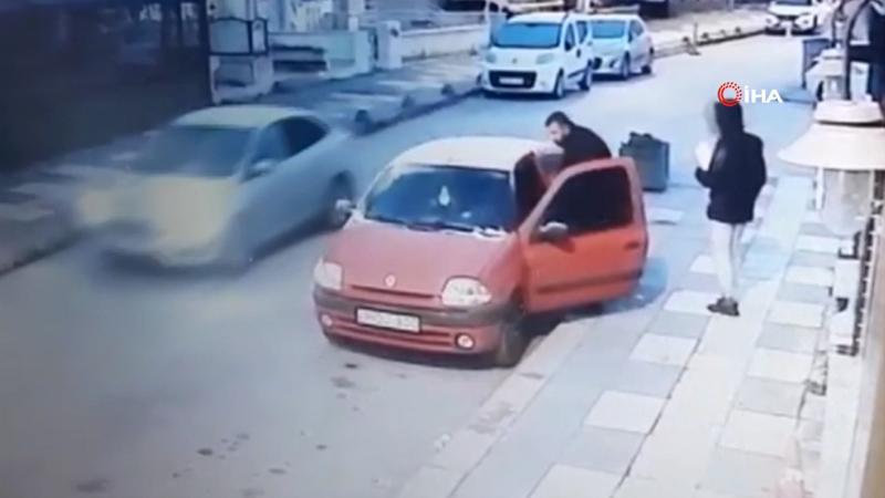 Şaşkınlık uyandıran otomobil hırsızlığı! O anlar kamerada