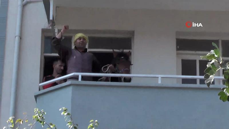 Atıyla daireye çıktı, herkes şaşırdı! İlginç anlar böyle görüntülendi