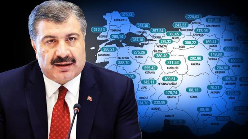 Bakan Koca, illere göre haftalık koronavirüs haritasını açıkladı