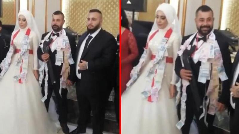 Damada düğünde pompalı tüfek taktılar