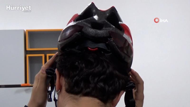 Bisiklet kazalarına kayıtsız kalmadı, sinyal veren kask icat etti