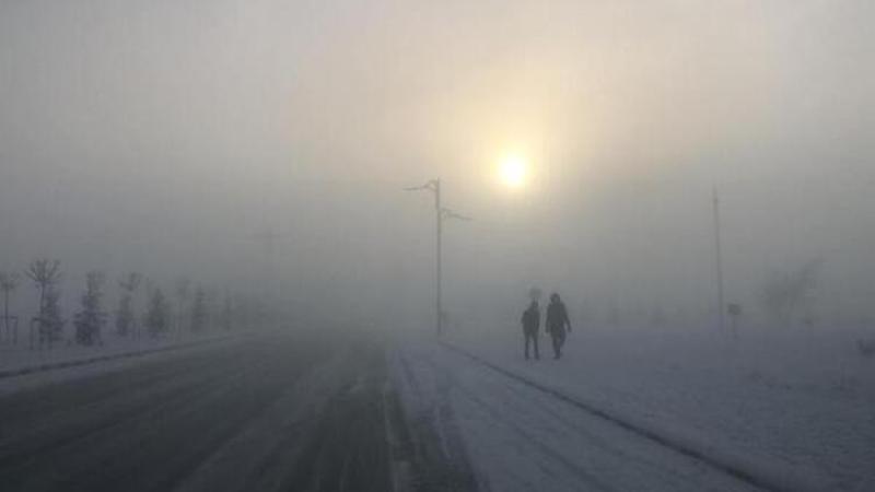 Kars'ta etkili olan kar ve sis, kara ve hava ulaşımını etkiledi