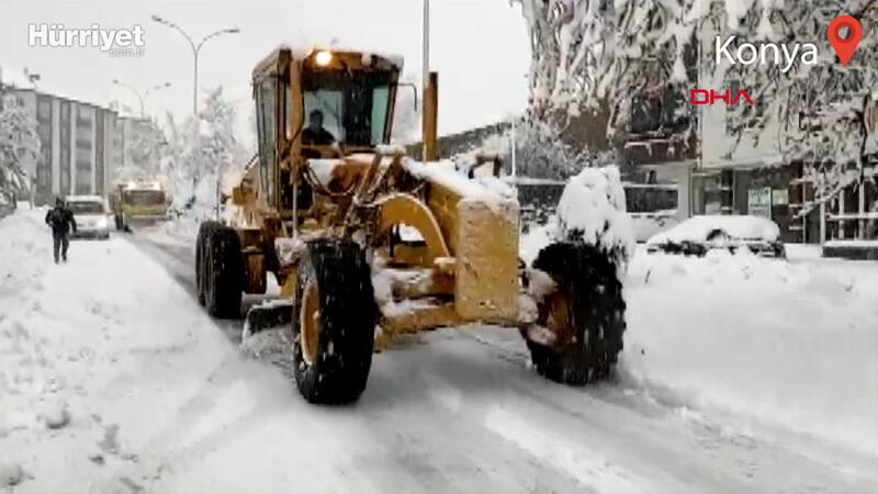 Konya'da kar yağışı etkili