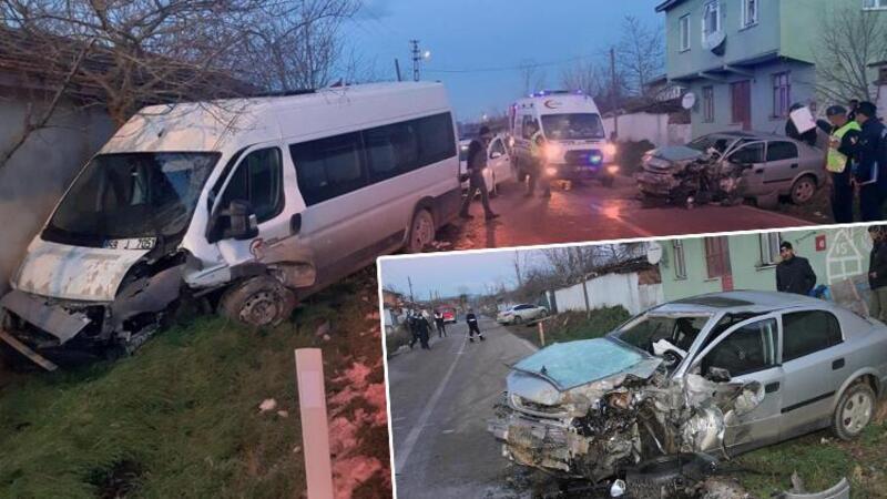 Tekirdağ'da servis minibüsü ile otomobil çarpıştı: 15 yaralı