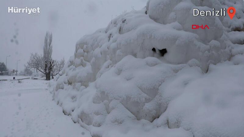 Pamukkale karla kaplandı
