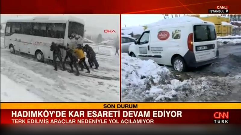 Hadımköy'de kar esareti devam ediyor