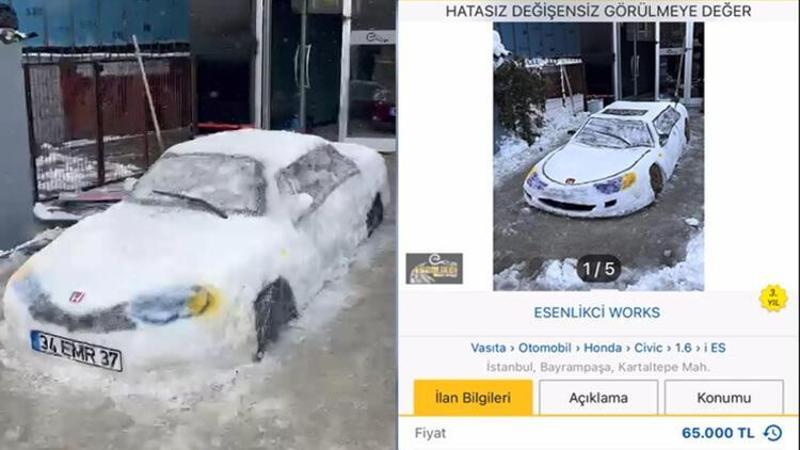 Kardan araba yaptı, ilan verdi! Gören aradı