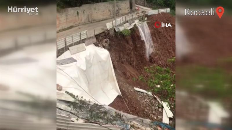 İstinat duvarı, elektrik direğiyle birlikte çöktü