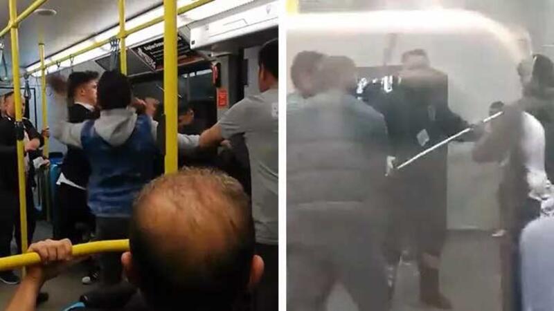 Bursa’da metroda kavga anları kamerada