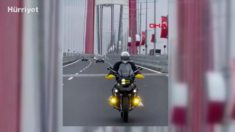 İstanbul Valisi Yerlikaya 1915 Çanakkale Köprüsü'nden motosikletle geçti